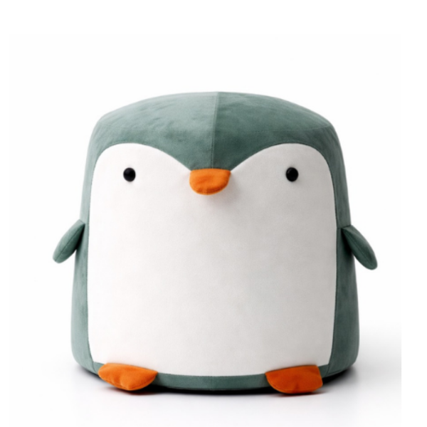 Taburet copii tip pinguin, lemn masiv, sezut confortabil, cu maner, practic si elegant