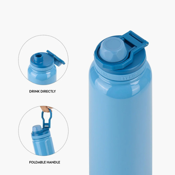 Sticla termica TYESO din inox, izolare vacuum, capac flip-top, Turcoiz - 600 ml