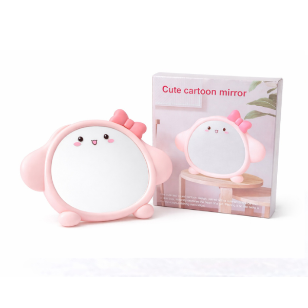Oglinda cosmetica Cute Puppy, Oglinda de masa reglabila, 22x16 cm - Roz