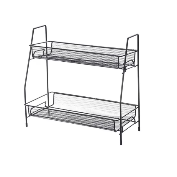 Raft organizator bucatarie, 2 niveluri stil loft, metal, 31 x 32.5 x 17 cm, Metal