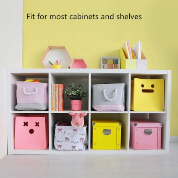 Cos pliabil copii, organizator jucarii si haine, textil cu manere, 40x28x24 cm - Calitate premium