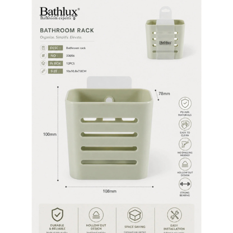 Suport organizator baie Bathlux, Autoadeziv, 10x10,8x7,8 cm