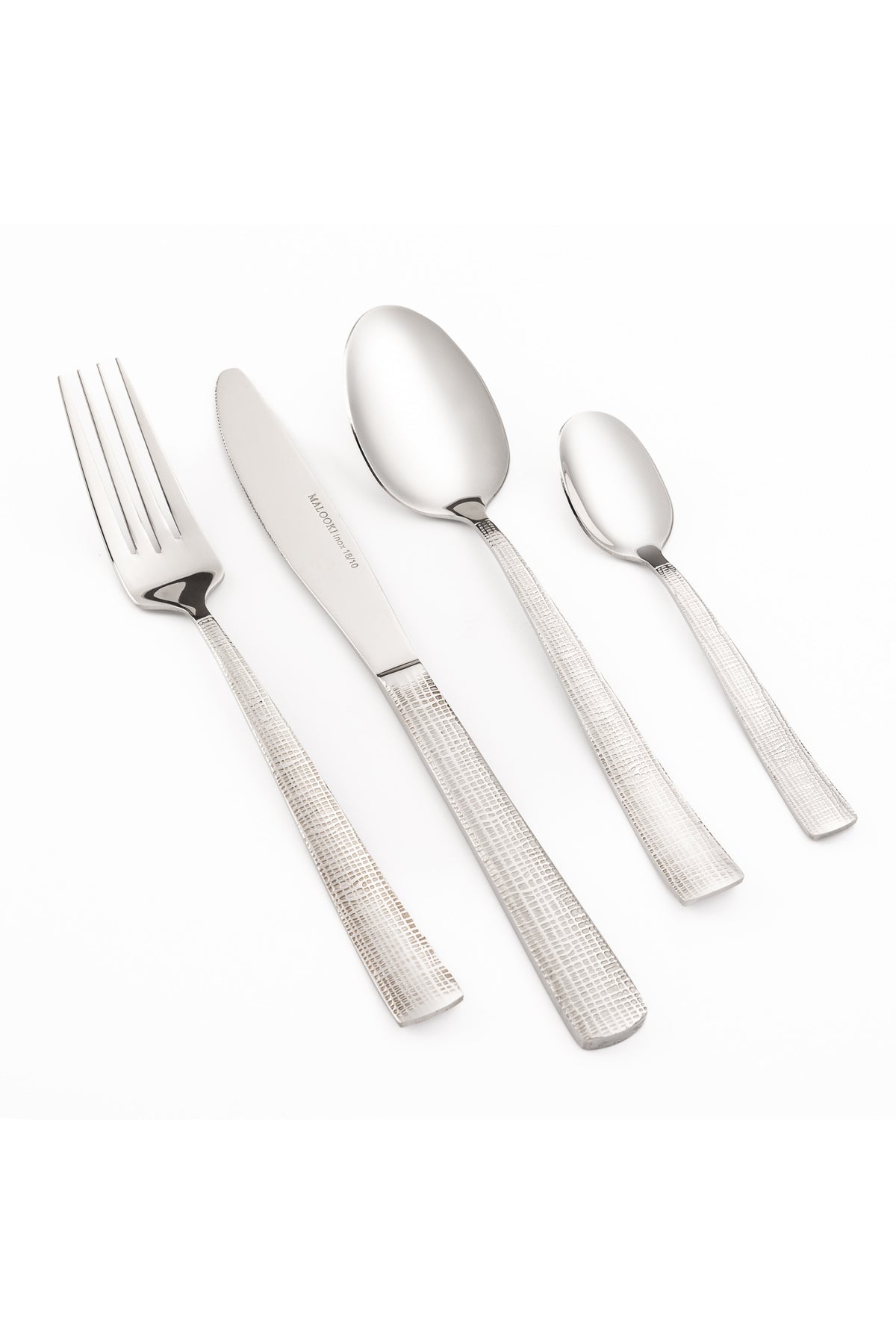 Set Tacâmuri 24 Piese pentru 6 persoane, Inox premium – Argintiu Texturat