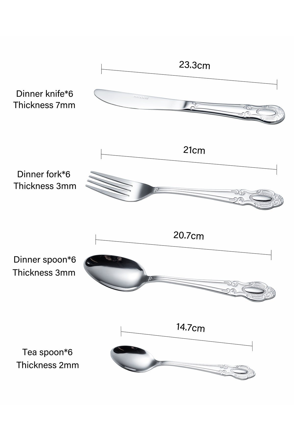 Set Tacâmuri 24 Piese pentru 6 persoane, Inox premium, Argintiu – Noble Heritage