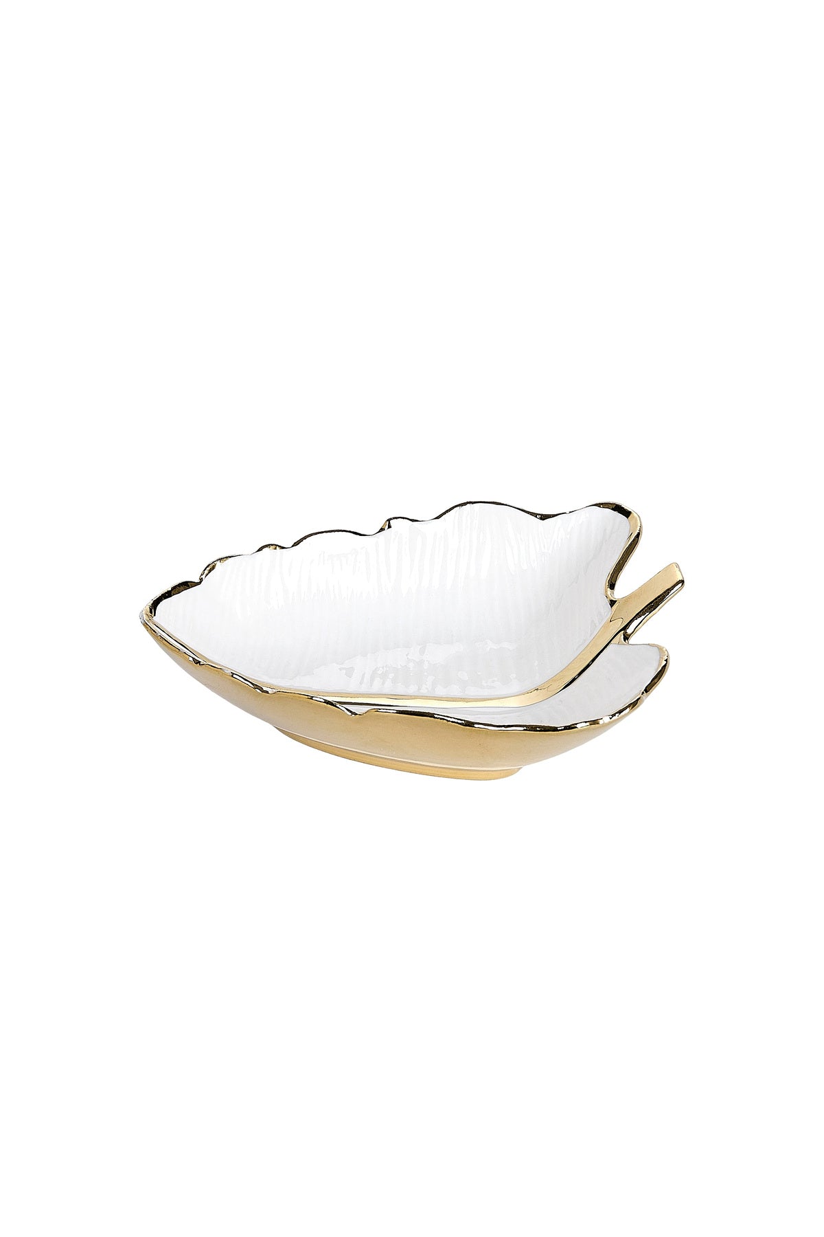 Set 6 Boluri Decorative Formă de Frunză din Porțelan Auriu