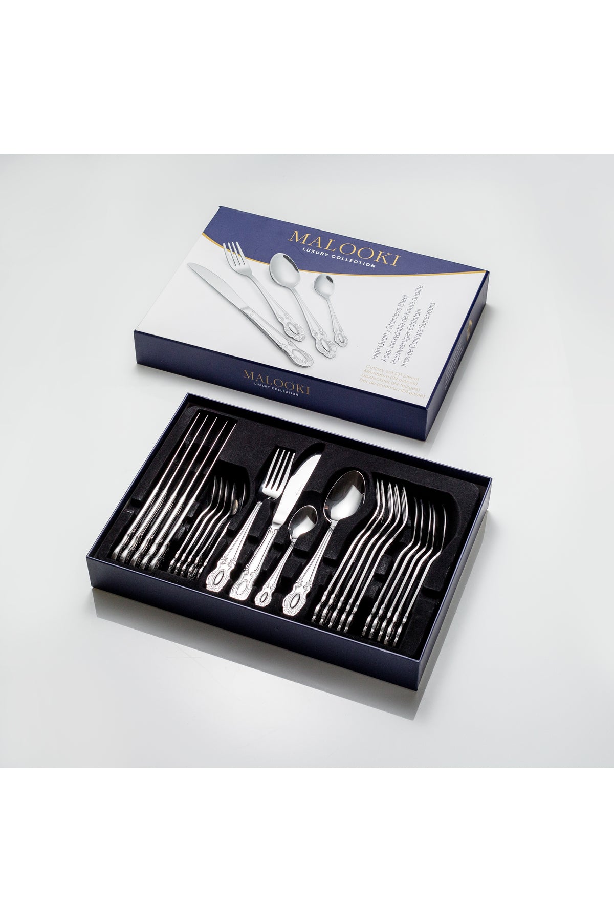 Set Tacâmuri 24 Piese pentru 6 persoane, Inox premium, Argintiu – Noble Heritage