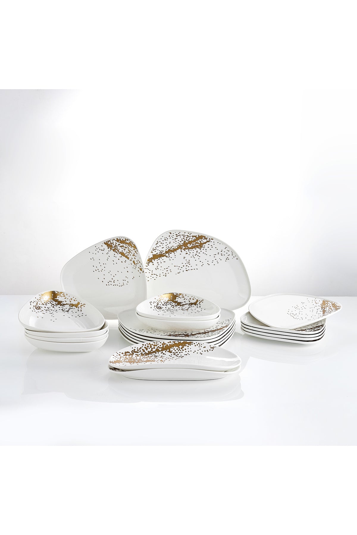 Set Serviciu Masă 20 Piese Formă Asimetrică, Portelan Premium, 6 Persoane - Sprinkles Collection