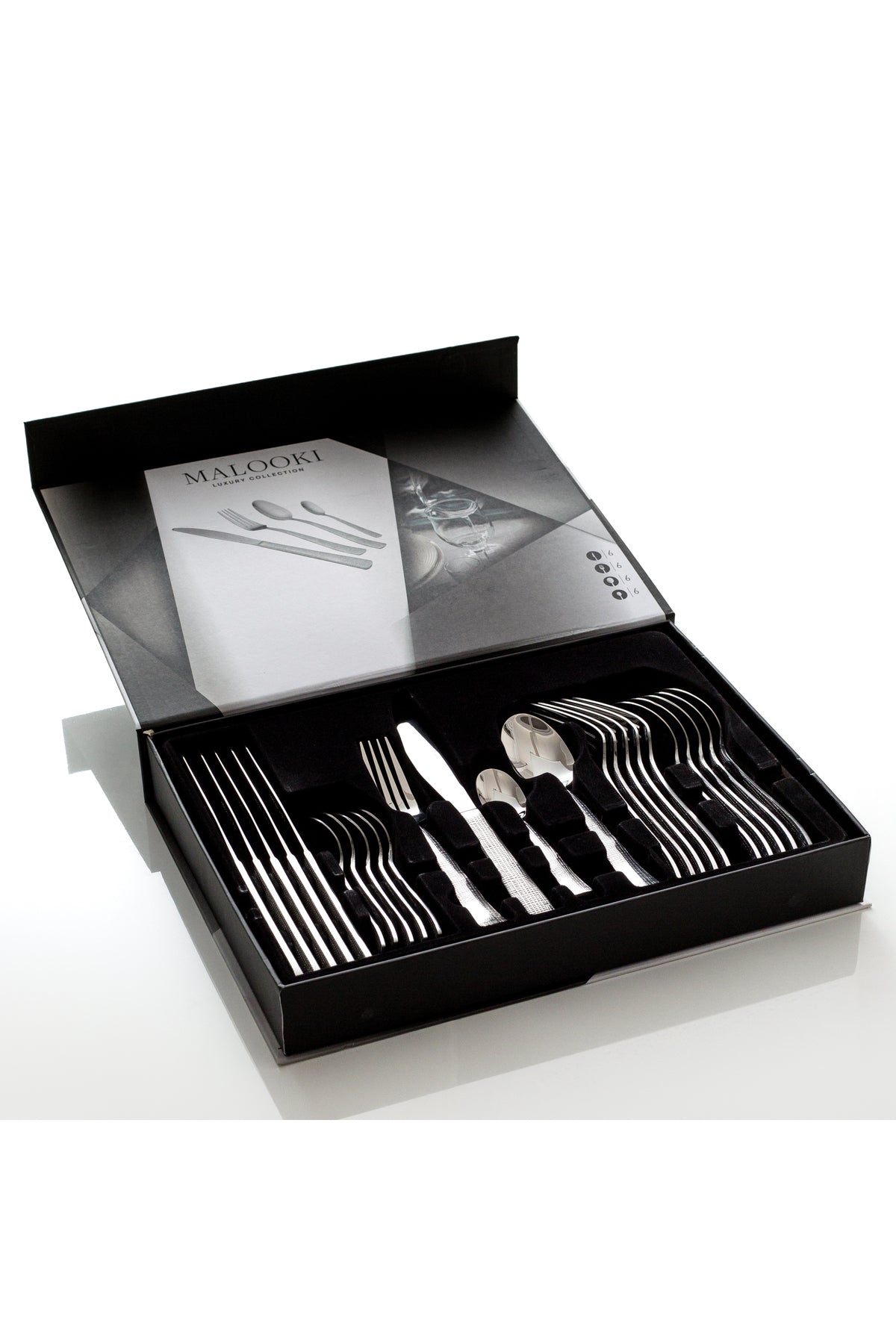 Set Tacâmuri 24 Piese pentru 6 persoane, Inox premium – Argintiu Texturat