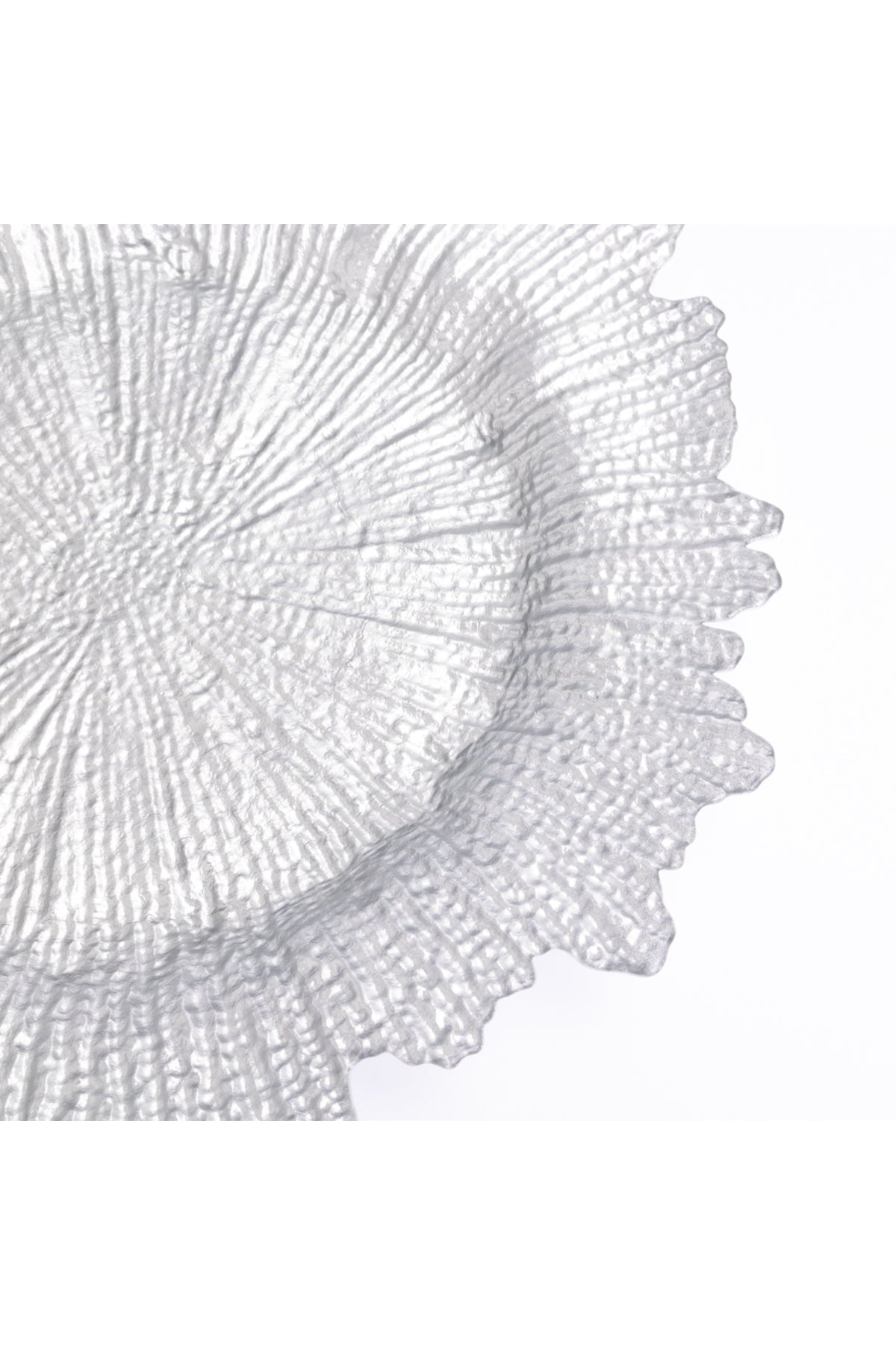 Farfurie Suport Sticlă Silver Bloom – Design Texturat Argintiu, 35cm