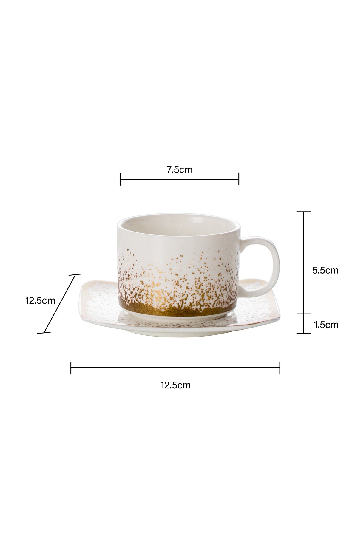 Set de 6 cești cu 6 farfurioare, 180 ml - Snowing Collection
