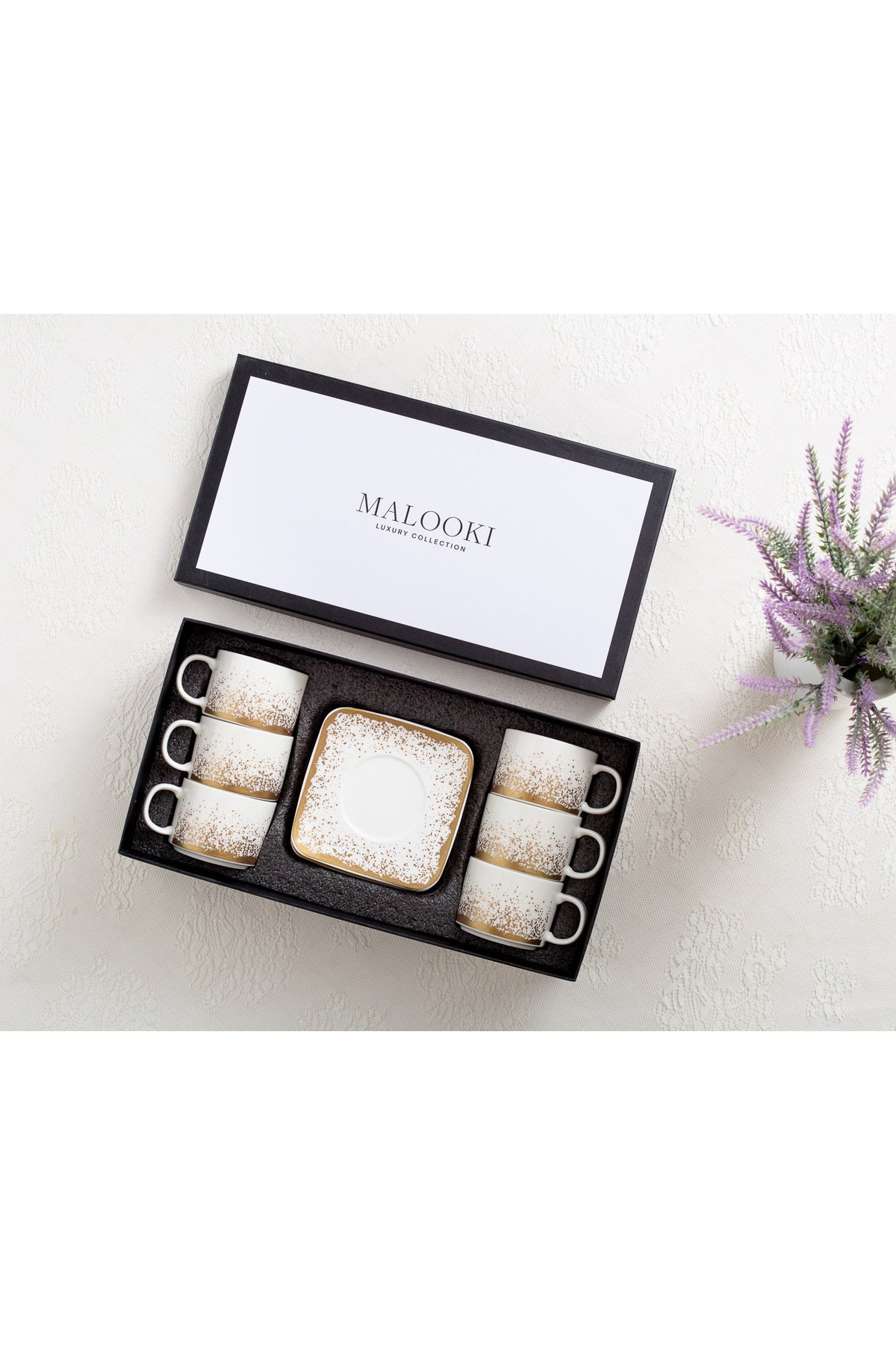 Set de 6 cești cu 6 farfurioare, 180 ml - Snowing Collection
