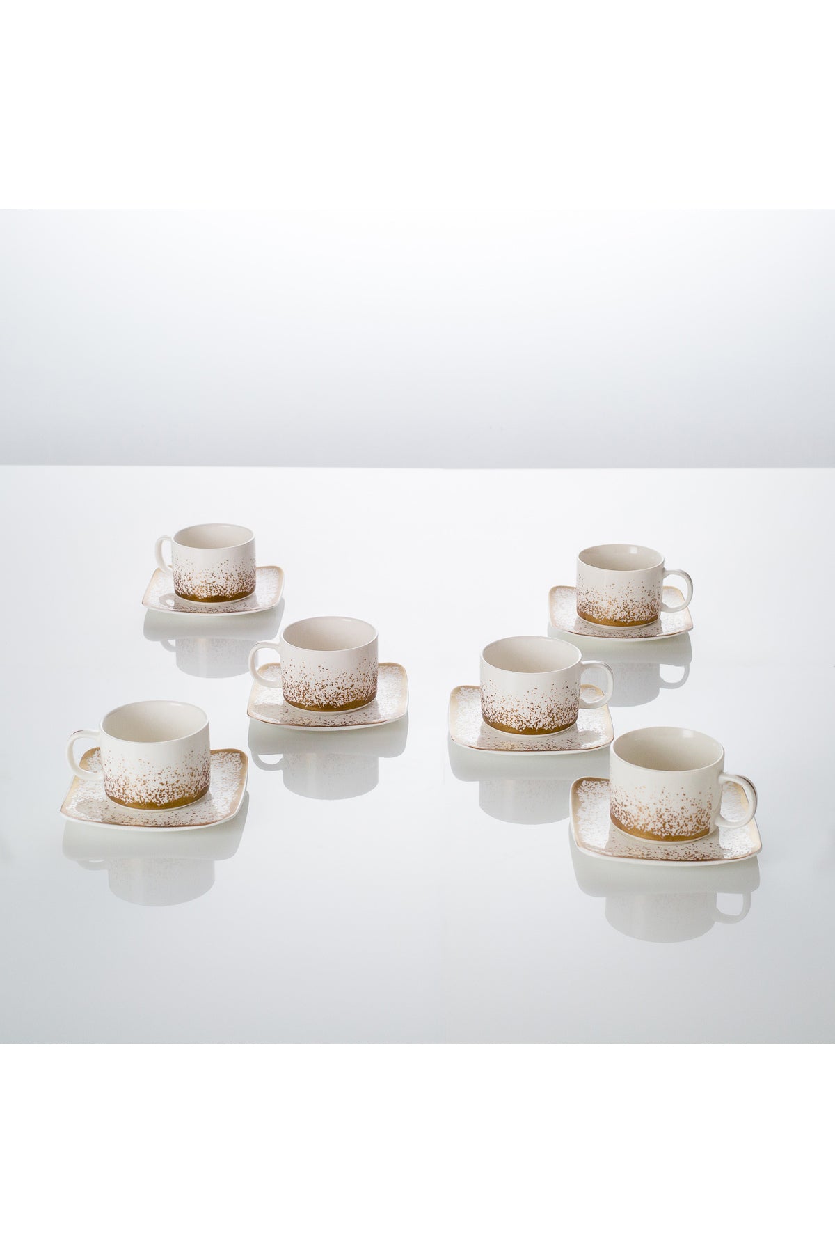 Set de 6 cești cu 6 farfurioare, 180 ml - Snowing Collection
