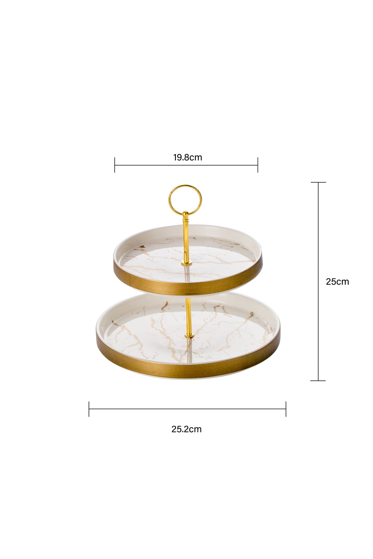 Suport Prăjituri Etajat din Porțelan, 2 Niveluri, 25 cm - Marble collection