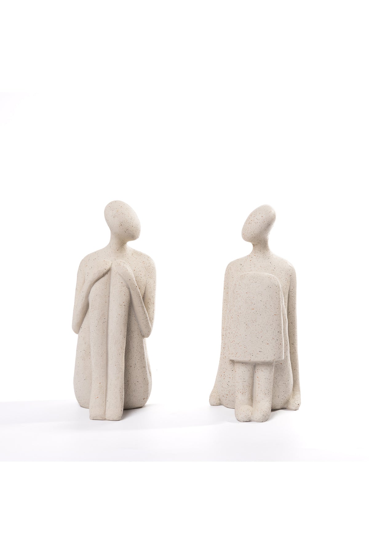 Set statuete „Dialog Tăcut” – finisaj piatră – 19 cm