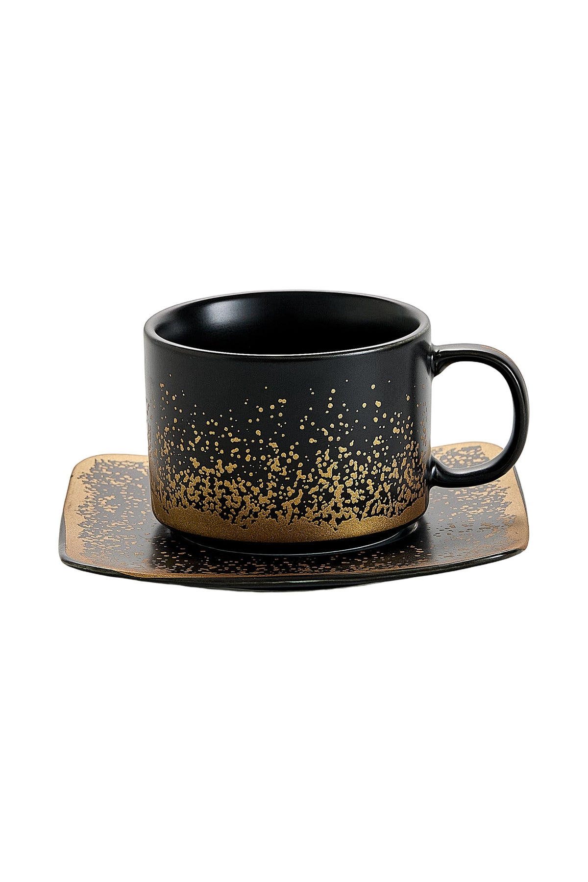 Set de 2 cești cu 2 farfurioare, 180 ml - Negru - Snowing Collection