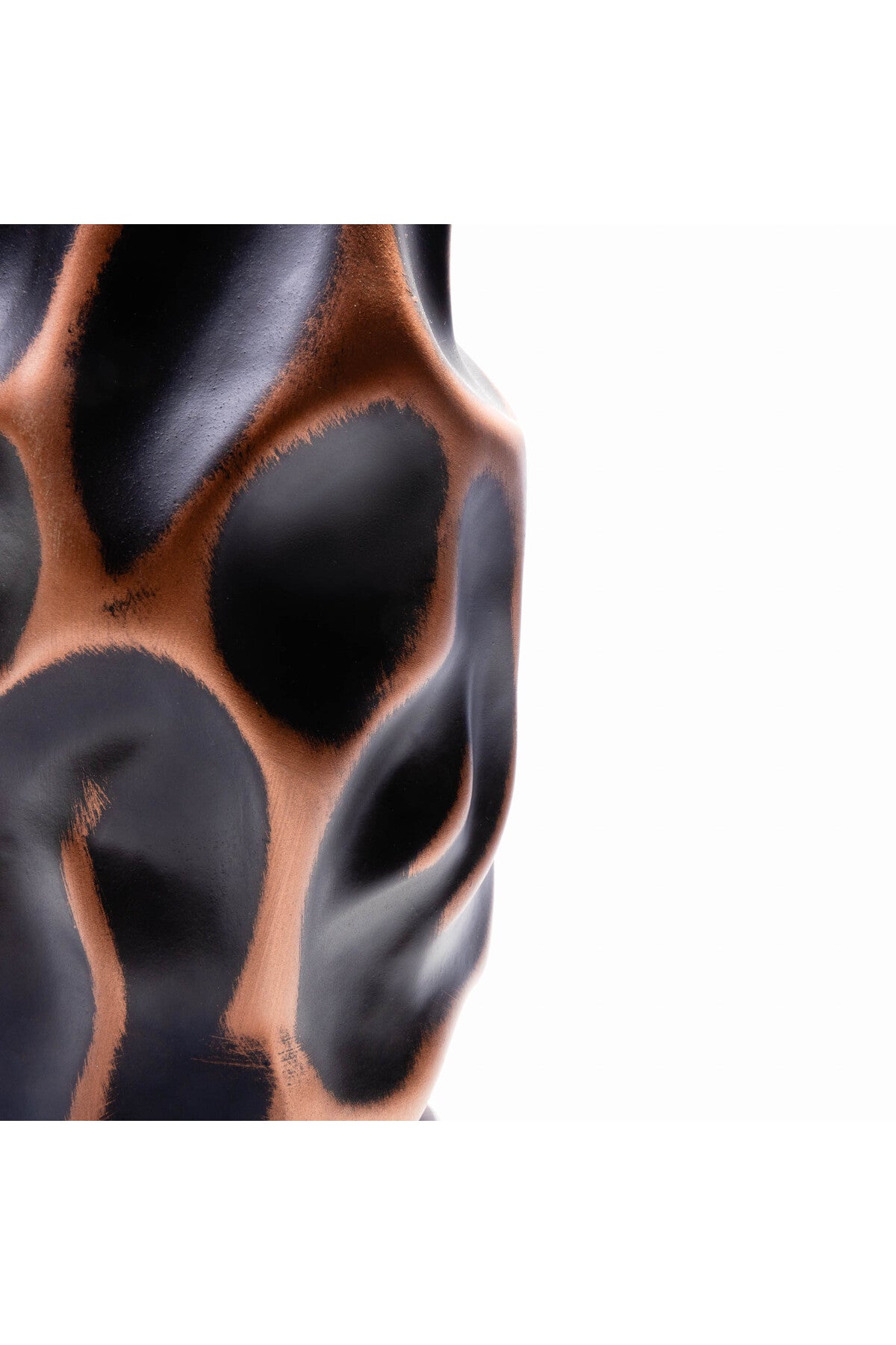 Vază Ceramică – Negru și Cupru cu Design Abstract Ondulat - 20 cm