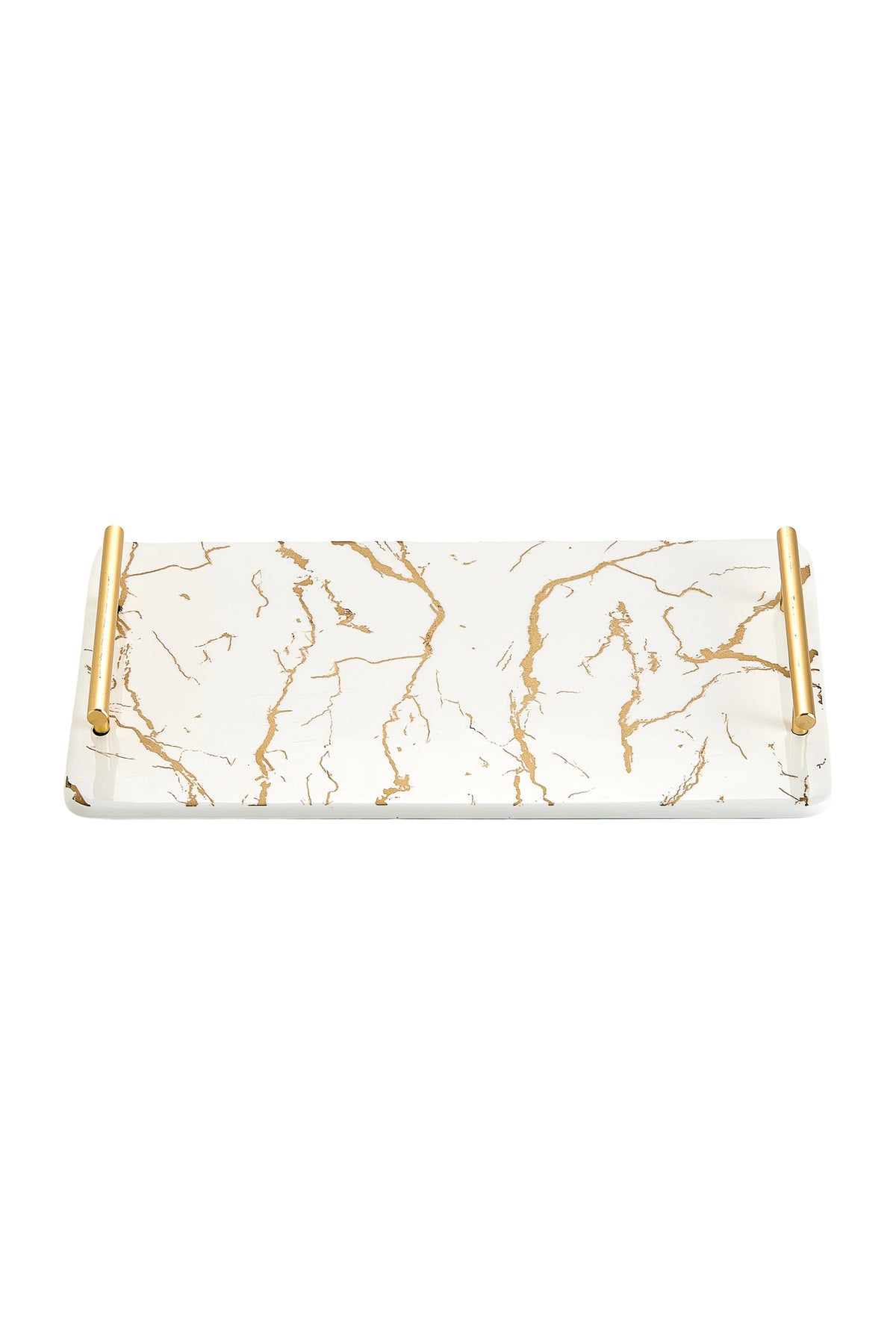 Tavă de servire din porțelan cu mânere aurii, 35,5 cm - Marble Collection