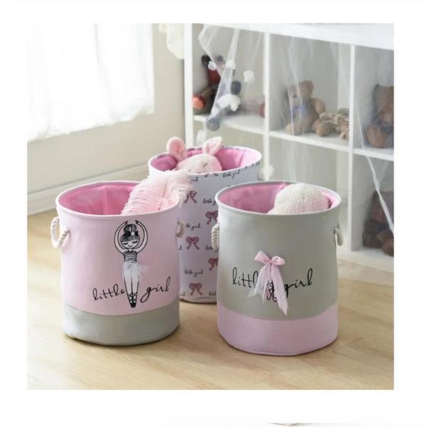Cos de depozitare multifunctional, pentru fetite, Roz - 45 x 30 cm