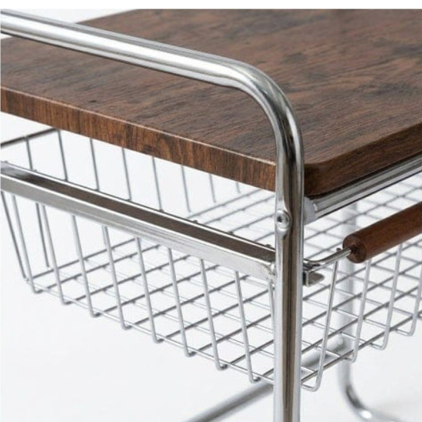 Raft de bucatarie multifunctional din metal si lemn, 48 x 45 x 35 cm - Maro