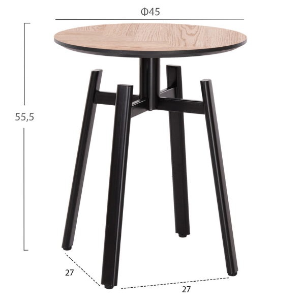Masa de cafea rotunde din MDF cu baza metalica 50x50x53.5 cm - Premium