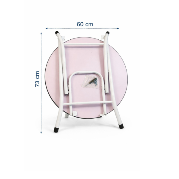 Masa Pliabila Rotunda, Blat Design Vintage, Picioare Metalice Albe