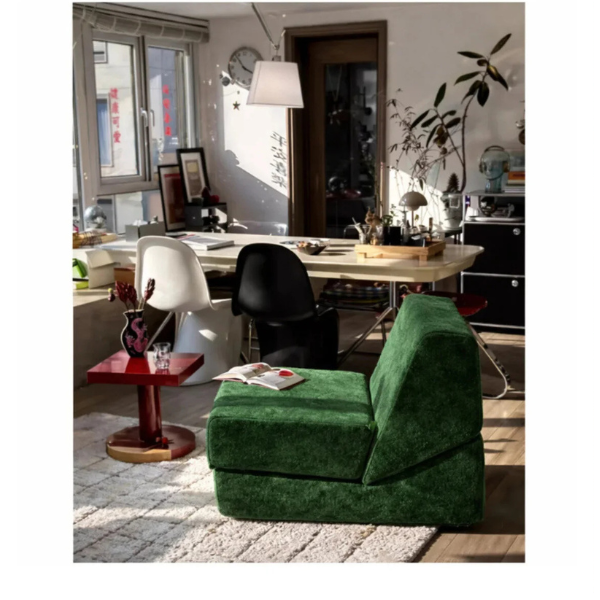 Canapea extensibila pliabila 3 in 1, Verde, cu spuma cu memorie, Suport ergonomic - 89x80x69 cm