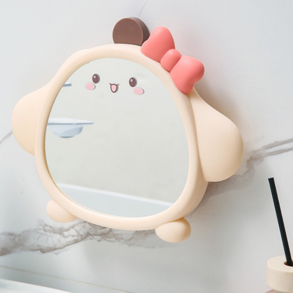 Oglinda cosmetica Cute Puppy, Oglinda de masa reglabila, 22x16 cm - Roz