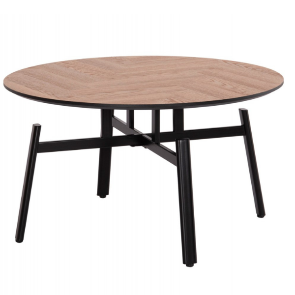 Set 2 Mese de cafea rotunde din MDF cu baza metalica, 80x80x45 cm/ 50x50x53.5 cm - Premium