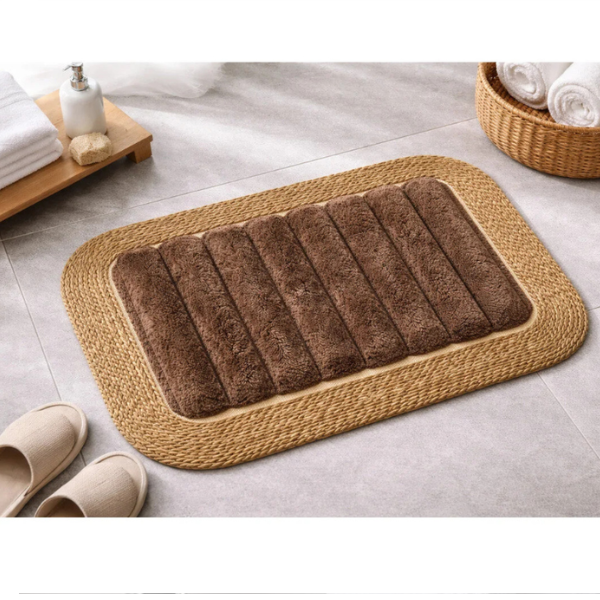 Covoras Baie Premium cu Margine Iuta Naturala, Antiderapant si Absorbant, 60 x 80 cm
