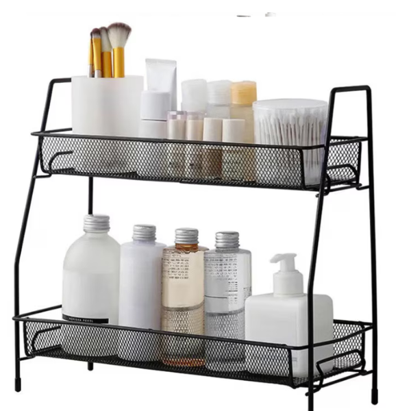 Raft organizator bucatarie, 2 niveluri stil loft, metal, 31 x 32.5 x 17 cm, Metal