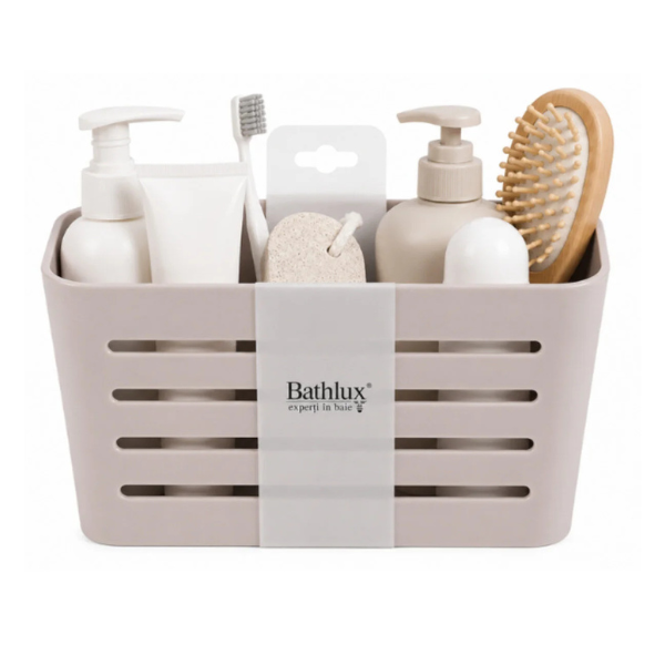 Suport organizator pentru baie Bathlux, autoadeziv, 12x18.5x9 cm