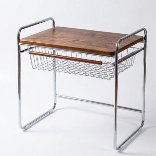 Raft de bucatarie multifunctional din metal si lemn, 48 x 45 x 35 cm - Maro
