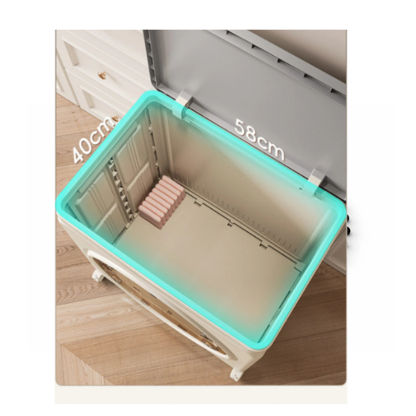 Organizator depozitare pliabila cu capac si roti, organizator plastic multifunctional, 58 x 40 cm