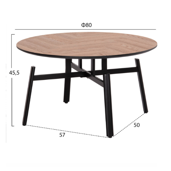 Set 2 Mese de cafea rotunde din MDF cu baza metalica, 80x80x45 cm/ 50x50x53.5 cm - Premium