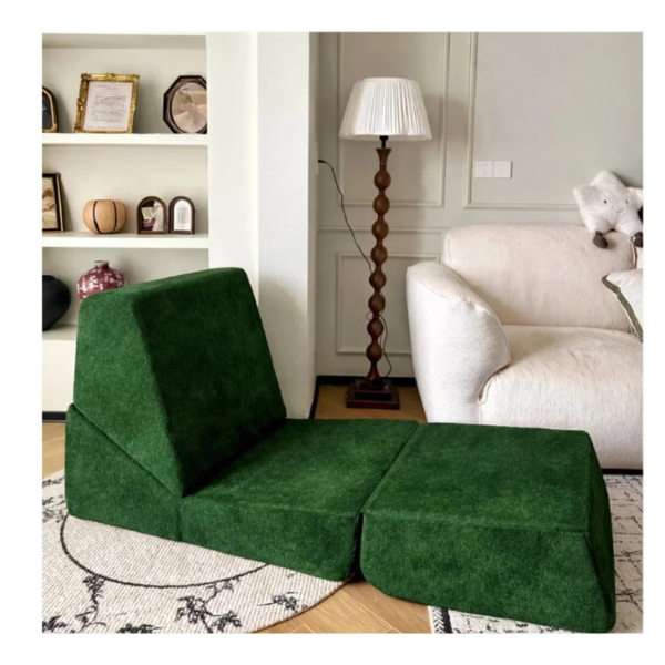Canapea extensibila pliabila 3 in 1, Verde, cu spuma cu memorie, Suport ergonomic - 89x80x69 cm