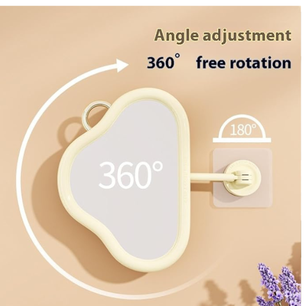 Oglinda cosmetica de perete cu brat extensibil si ventuza autoadeziva, rotire 180° - Galben