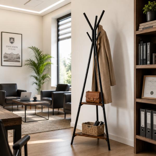 Cuier de haine din metal si lemn Gros – Cuier multifunctional modern pentru hol si dormitor, 180 x 49 cm - Calitate Premium
