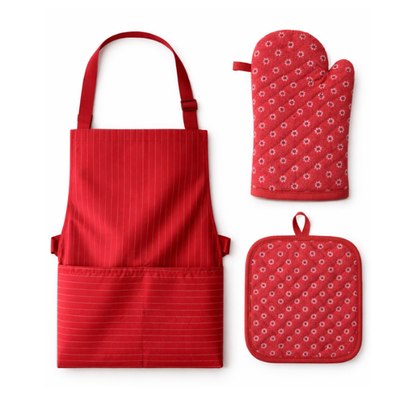 Set bucatarie 3 piese – Sort reglabil 60x80 cm + Manusa termorezistenta 26x16 cm + Suport oala 18x17 cm