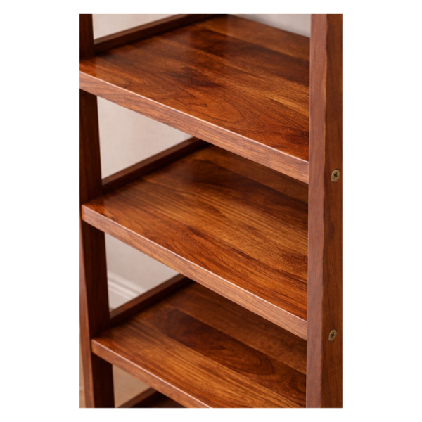 Organizator pantofi ingust din lemn Sheesham, 7 niveluri, suport pantofi vertical, dulap pantofi compact pentru hol, maro, economisire spati