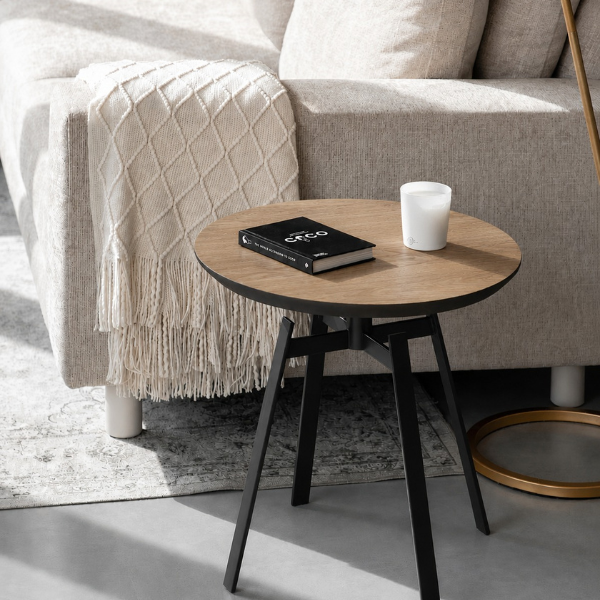 Masa de cafea rotunde din MDF cu baza metalica 50x50x53.5 cm - Premium