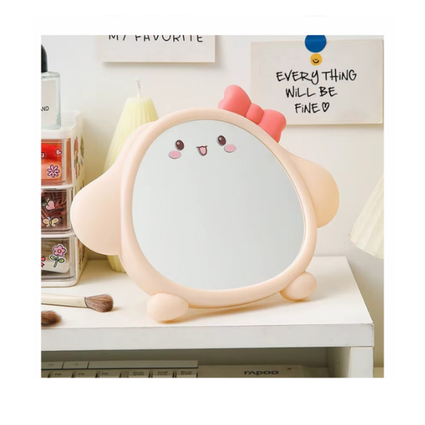 Oglinda cosmetica Cute Puppy, Oglinda de masa reglabila, 22x16 cm - Roz