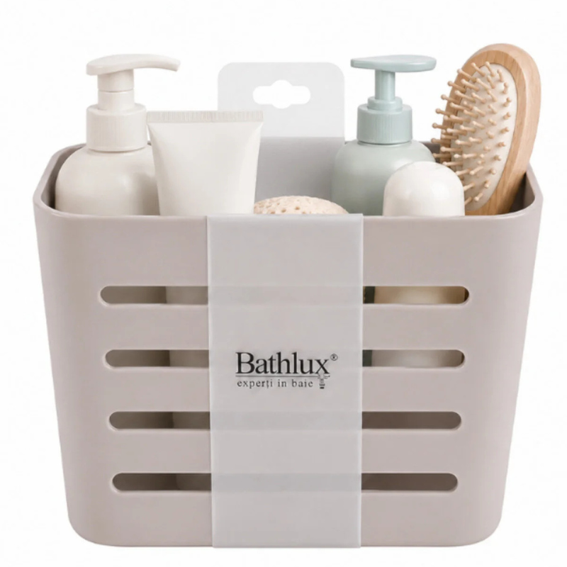 Suport organizator baie Bathlux, Autoadeziv, 10x10,8x7,8 cm