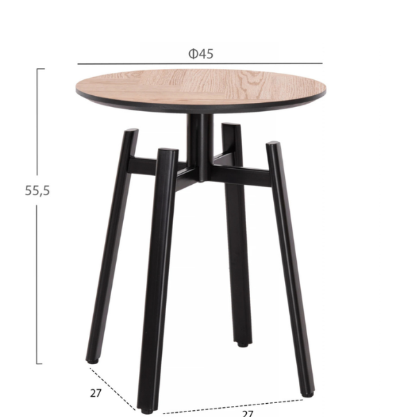 Set 2 Mese de cafea rotunde din MDF cu baza metalica, 80x80x45 cm/ 50x50x53.5 cm - Premium