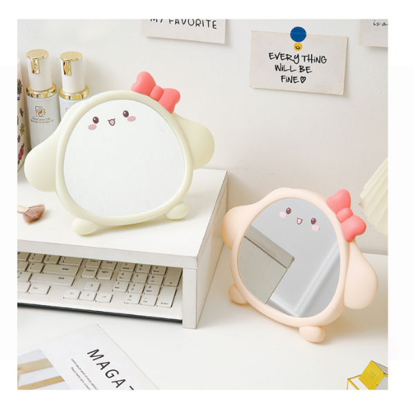 Oglinda cosmetica Cute Puppy, Oglinda de masa reglabila, 22x16 cm - Roz