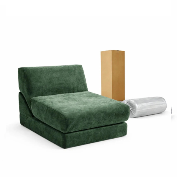 Canapea extensibila pliabila 3 in 1, Verde, cu spuma cu memorie, Suport ergonomic - 89x80x69 cm