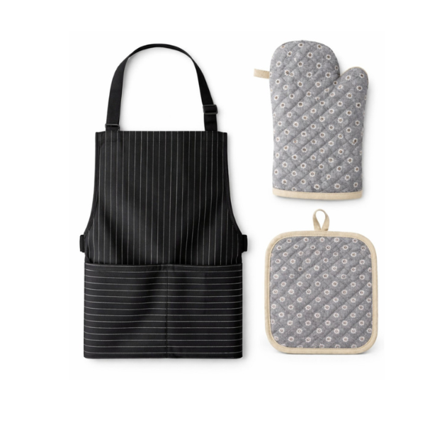 Set bucatarie 3 piese – Sort reglabil 60x80 cm + Manusa termorezistenta 26x16 cm + Suport oala 18x17 cm