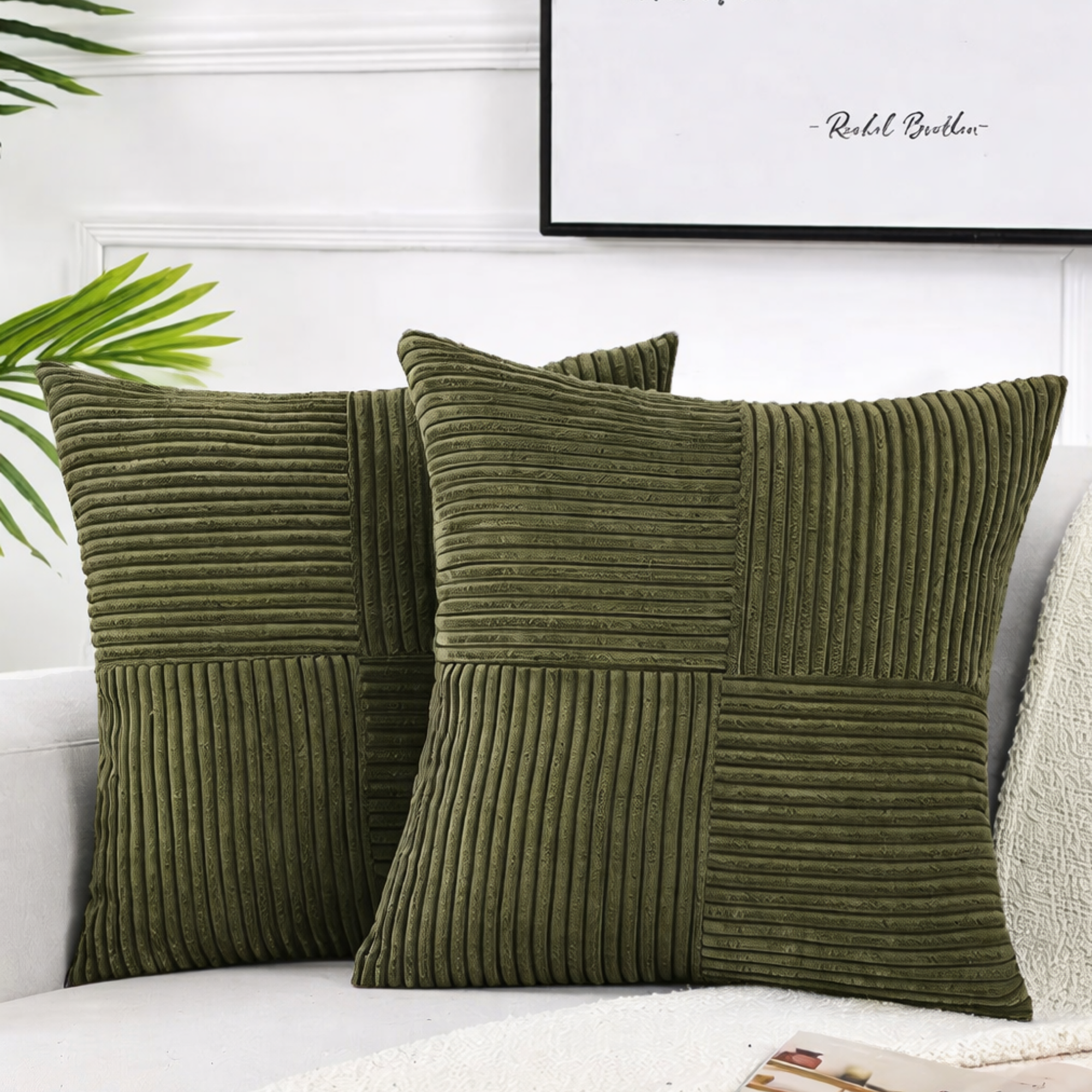 Set 2 Fete de Perna Decorative Gri Antracit, Model Corduroy cu Textura Premium, 45x45 cm