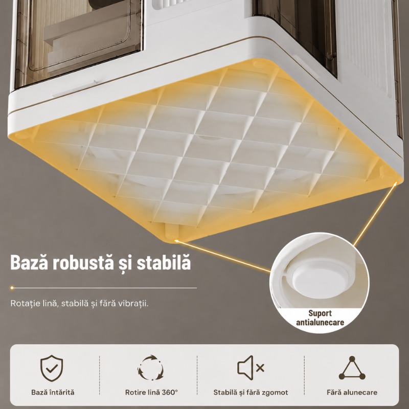 Raft rotativ 360°, biblioteca, 3 niveluri, Usa magnetica, Alb/Transparent - 37 x 37 x 108 cm