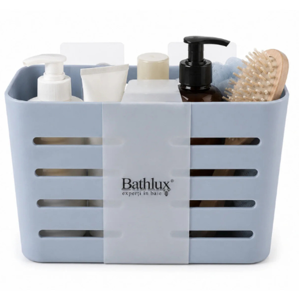 Suport organizator pentru baie Bathlux, autoadeziv, 12x18.5x9 cm
