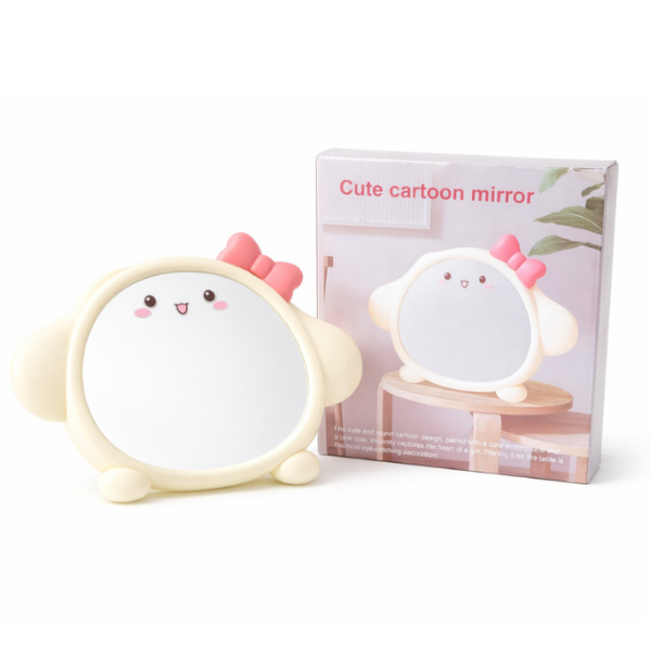 Oglinda cosmetica Cute Puppy, Oglinda de masa reglabila, 22x16 cm - Roz